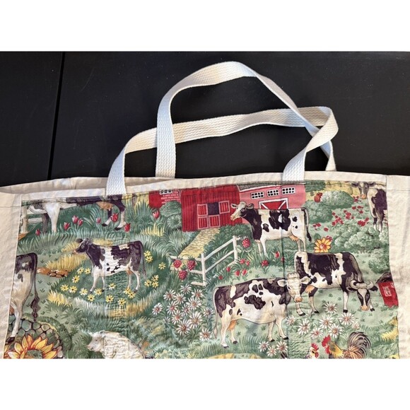 Tote Shoulder Bag Farmland Tapestry Scene Lined 20x15 - Picture 4 of 8